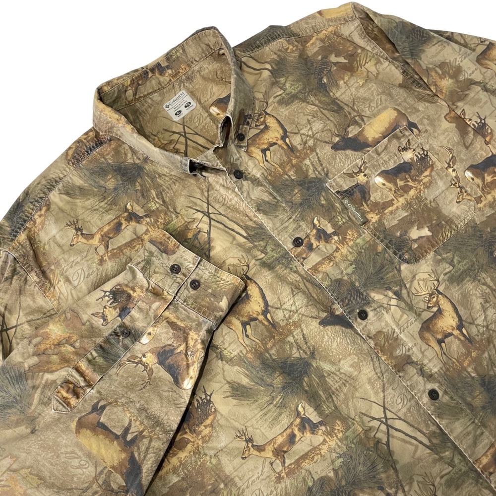 Columbia PHG Mens XL Long Sleeve Hunting Shirt Deer Elk Wildlife Print HM7182